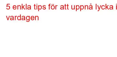 5 enkla tips för att uppnå lycka i vardagen