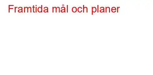 Framtida mål och planer