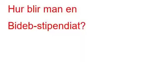 Hur blir man en Bideb-stipendiat