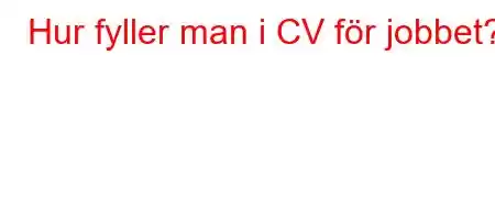 Hur fyller man i CV för jobbet?