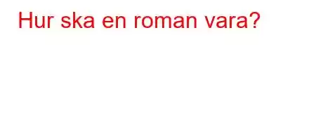 Hur ska en roman vara?