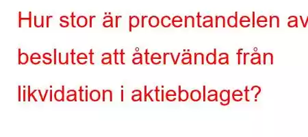 Hur stor är procentandelen av beslutet att återvända från likvidation i aktiebolaget?