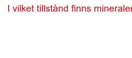 I vilket tillstånd finns mineraler