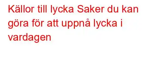 Källor till lycka Saker du kan göra för att uppnå lycka i vardagen