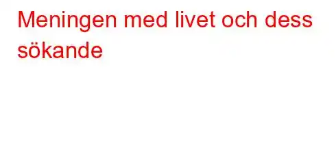 Meningen med livet och dess sökande