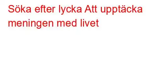 Söka efter lycka Att upptäcka meningen med livet