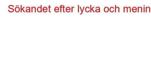 Sökandet efter lycka och mening