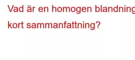 Vad är en homogen blandning kort sammanfattning?