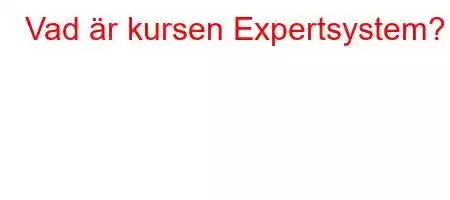 Vad är kursen Expertsystem?