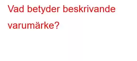 Vad betyder beskrivande varumärke?