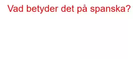 Vad betyder det på spanska?