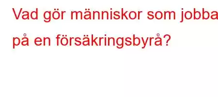 Vad gör människor som jobbar på en försäkringsbyrå